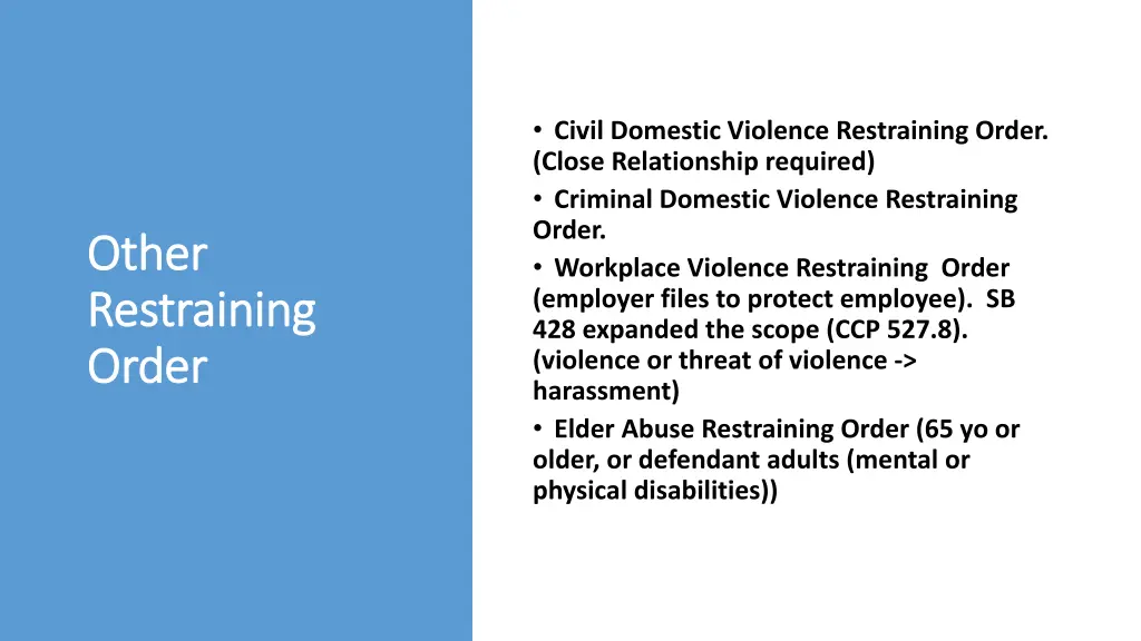 civil domestic violence restraining order close