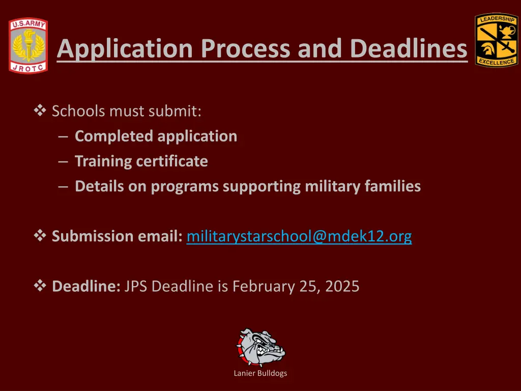 application process and deadlines