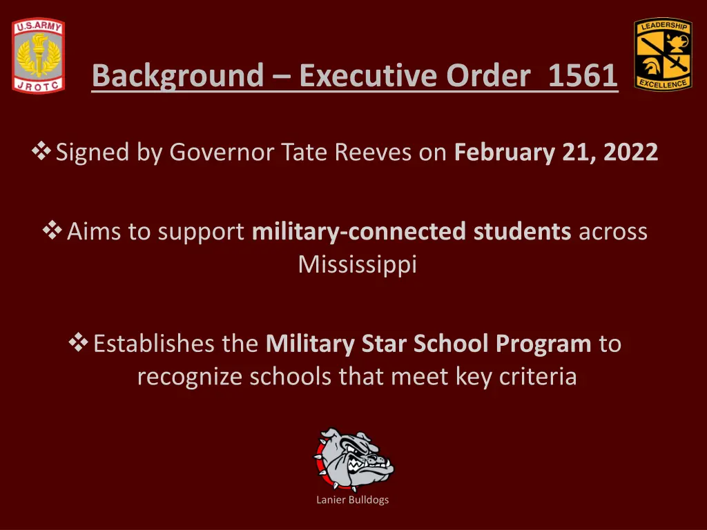 background executive order 1561