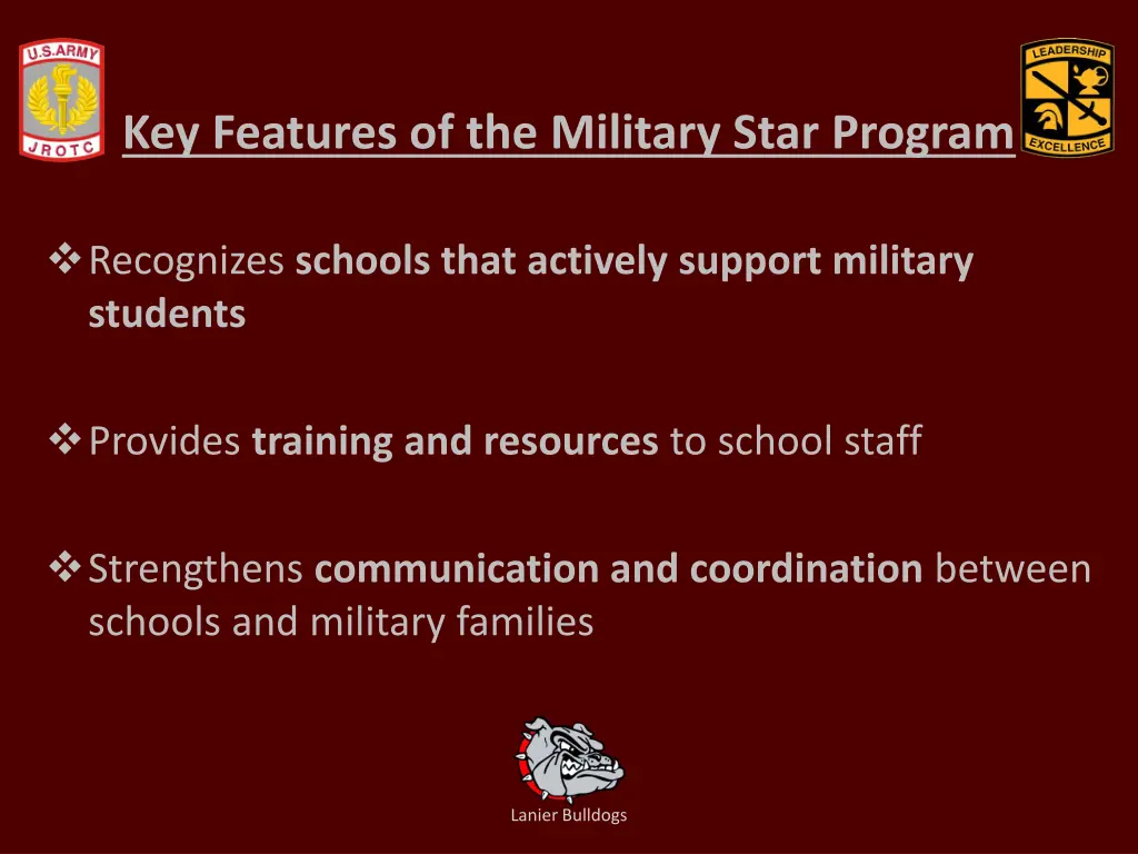 key features of the military star program
