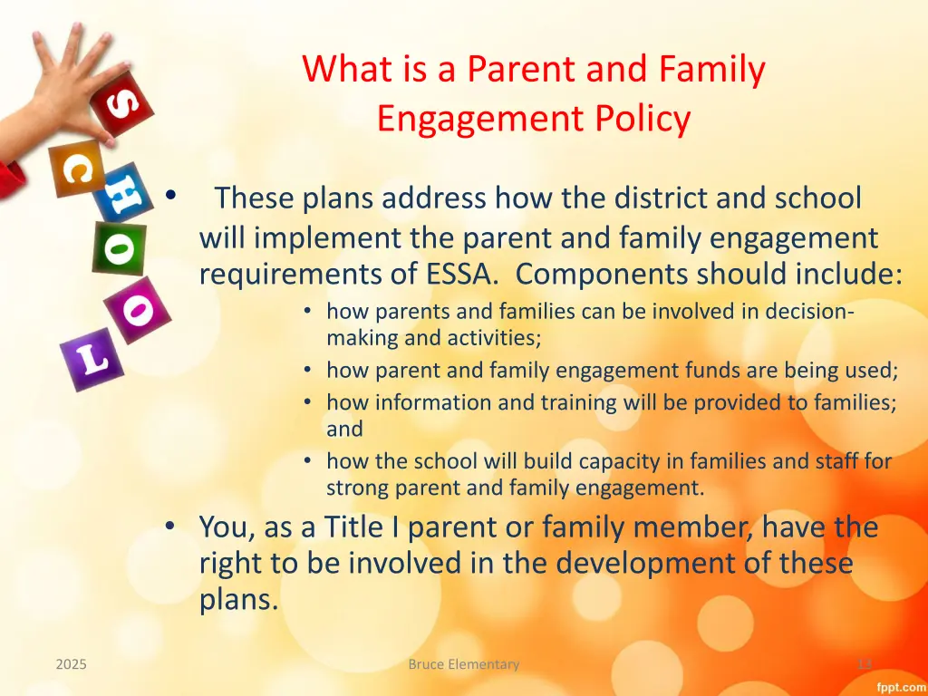 what is a parent and family engagement policy
