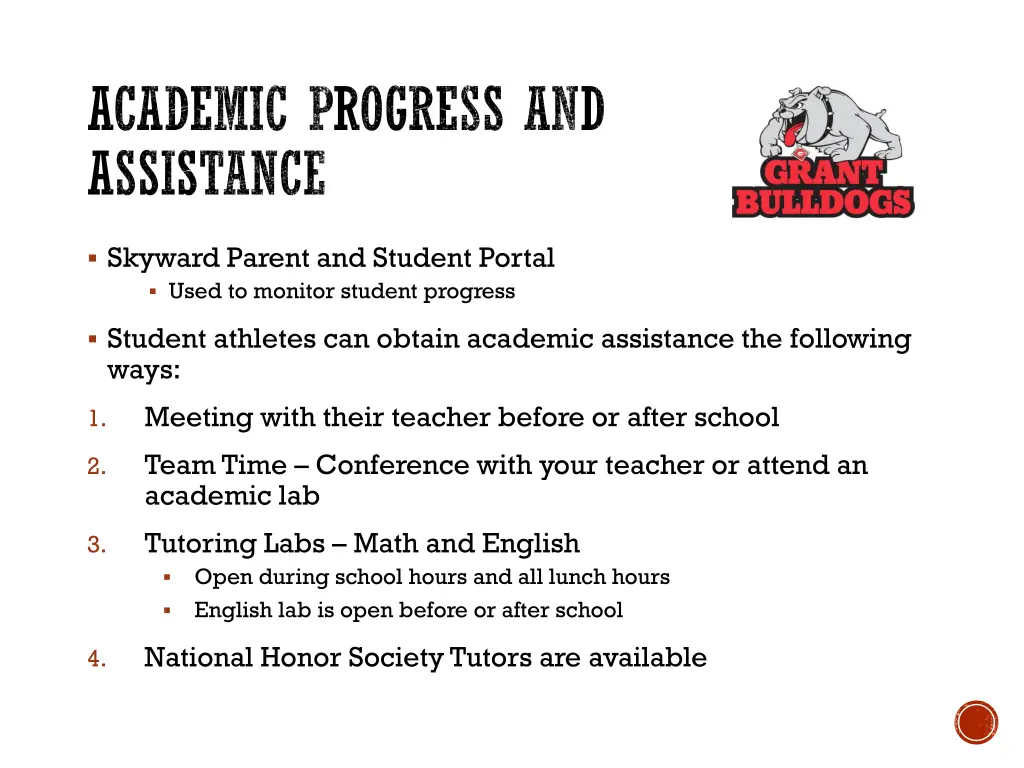 academic progress and assistance