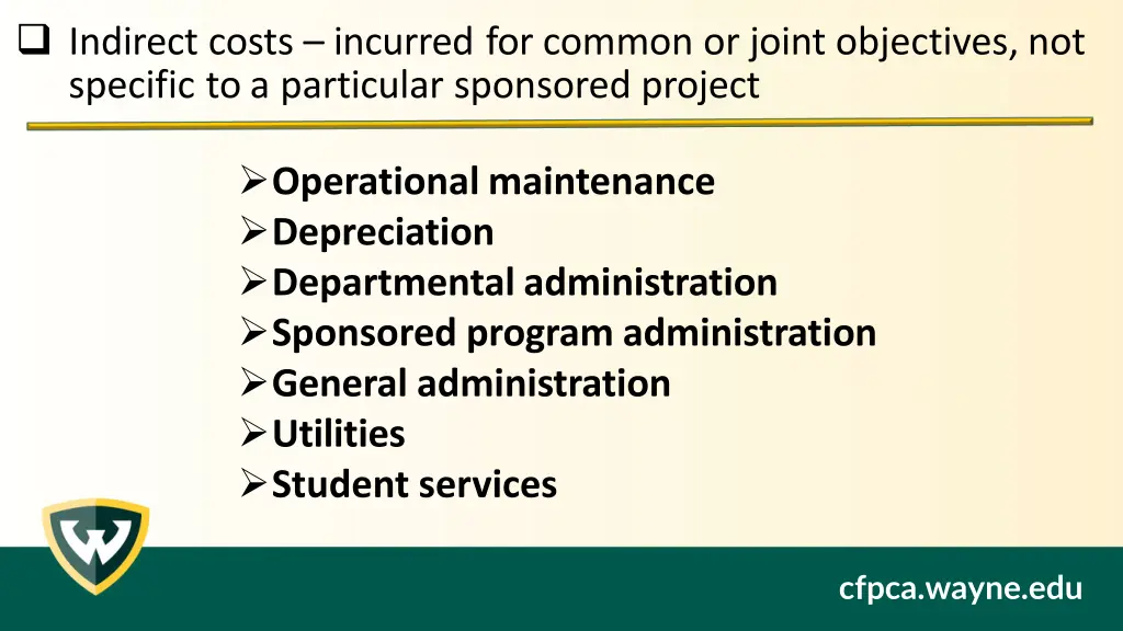 indirect costs incurred for common or joint