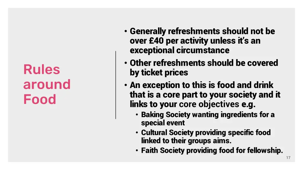 generally refreshments should not be over