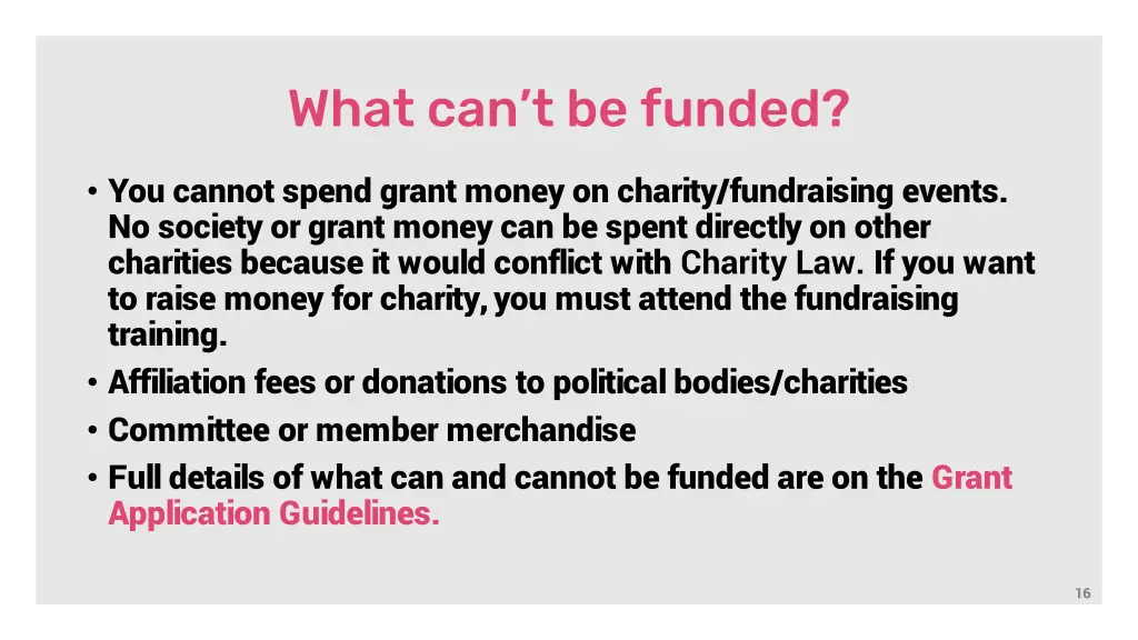 what can t be funded 1