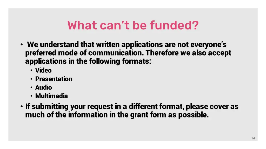 what can t be funded