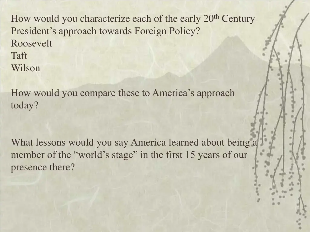 how would you characterize each of the early