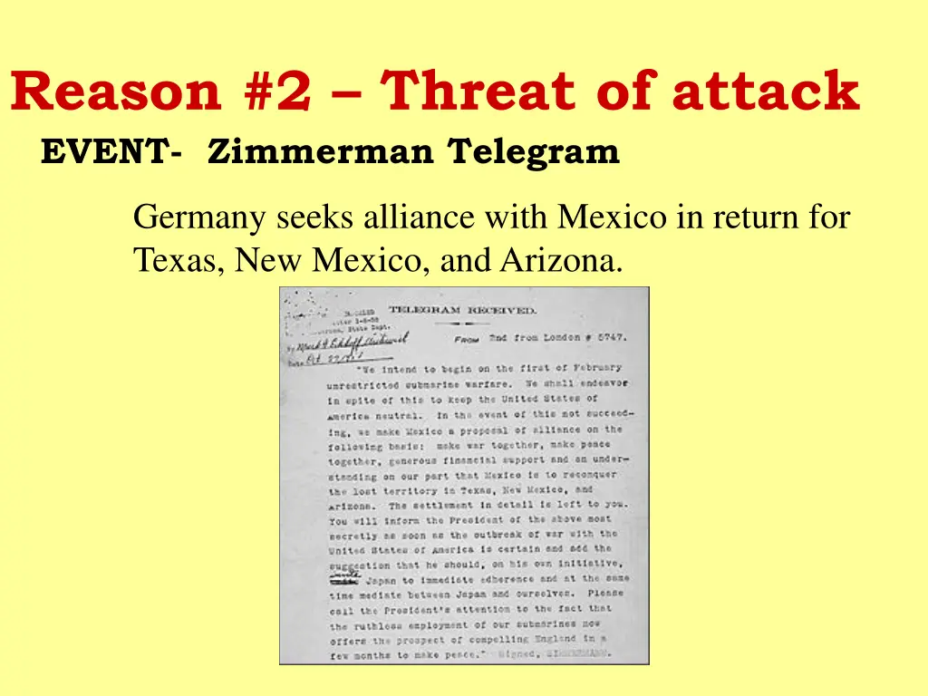 reason 2 threat of attack event zimmerman telegram