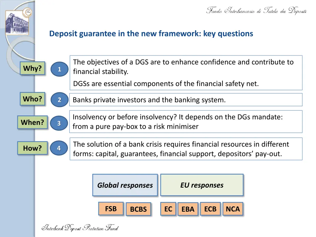 deposit guarantee in the new framework