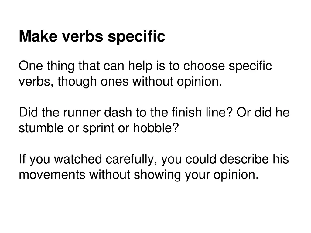 make verbs specific