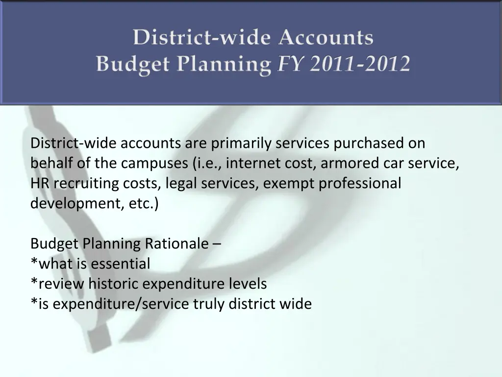 district wide accounts budget planning fy 2011