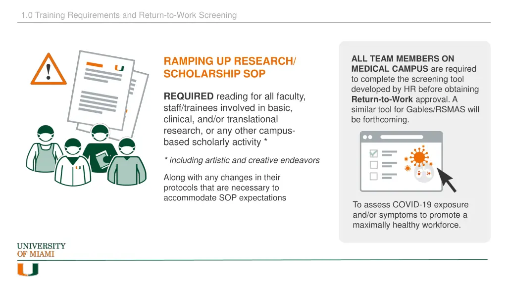 1 0 training requirements and return to work