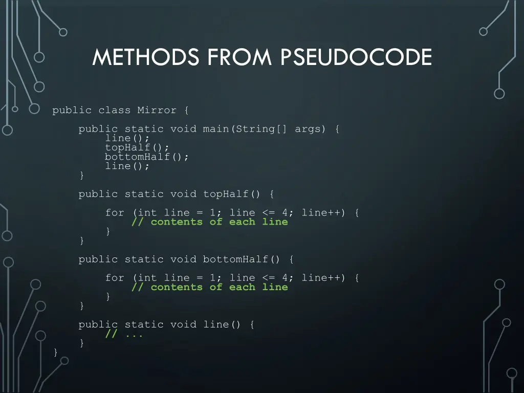 methods from pseudocode