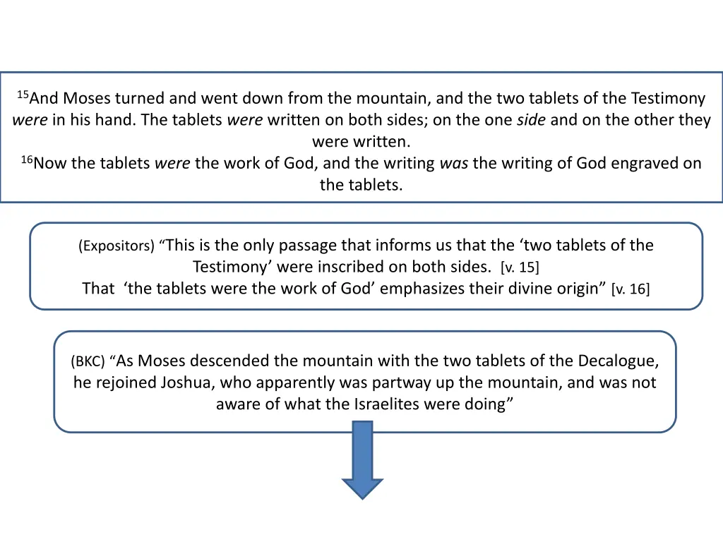 15 and moses turned and went down from