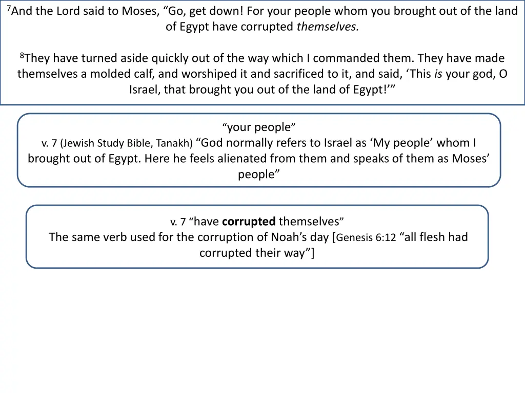 7 and the lord said to moses go get down for your