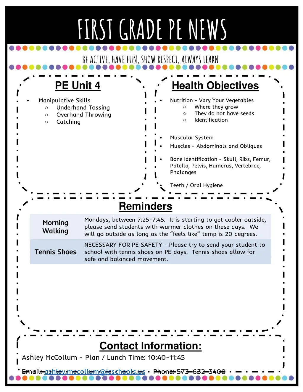first grade pe news