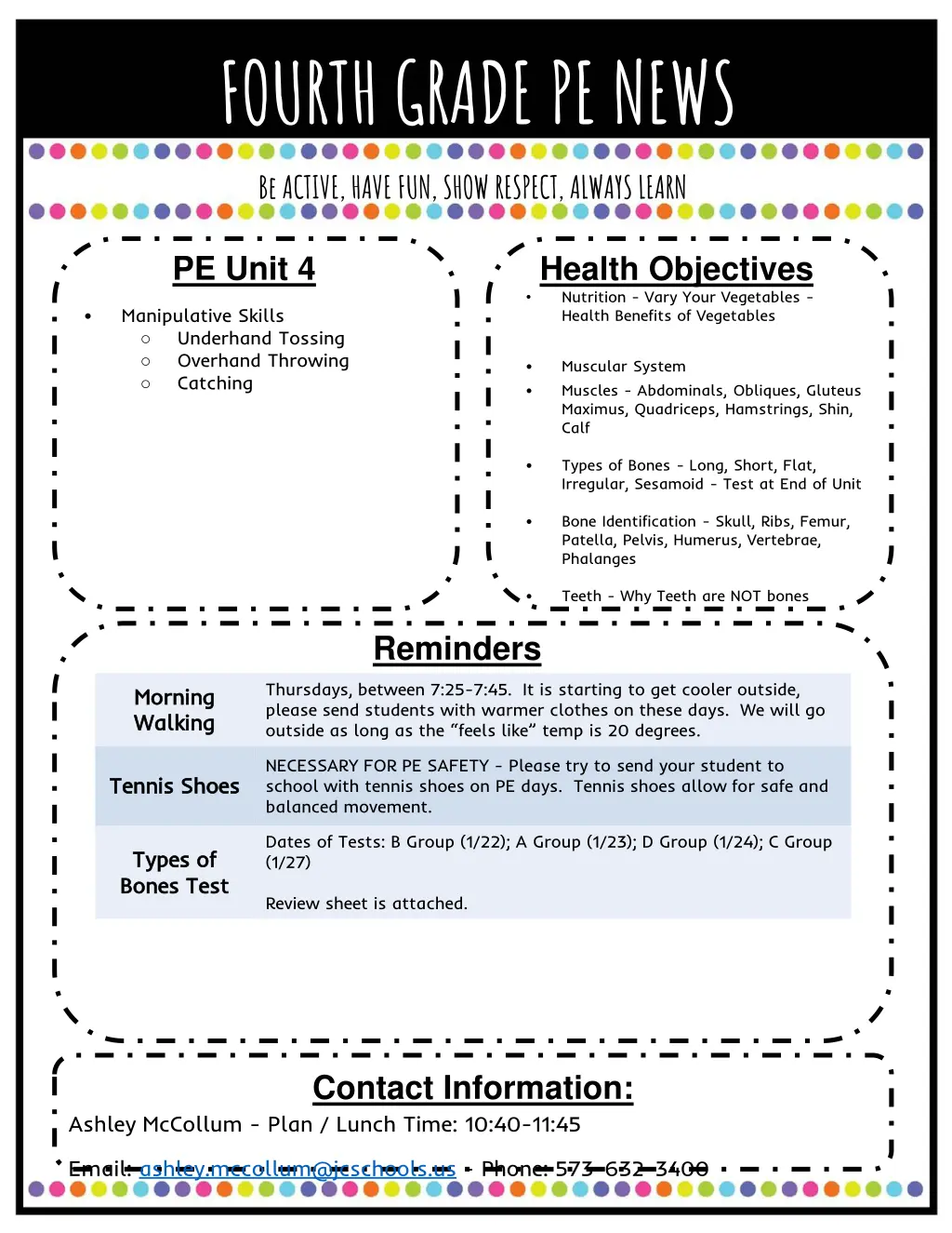 fourth grade pe news