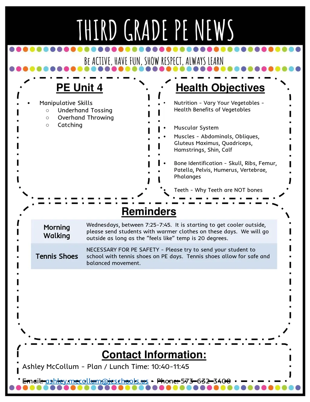 third grade pe news