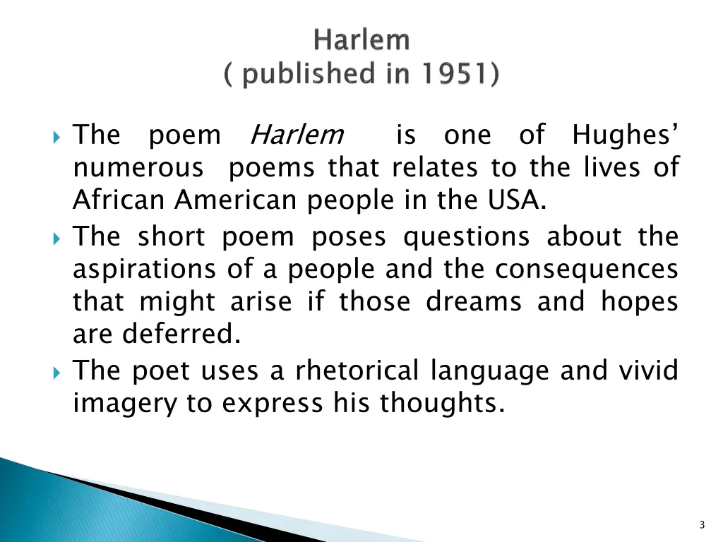 the poem harlem numerous poems that relates