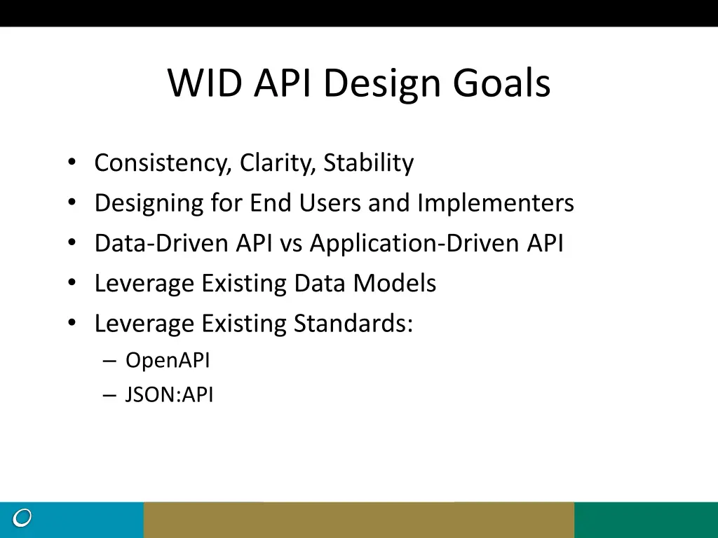 wid api design goals