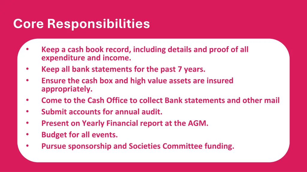 core responsibilities