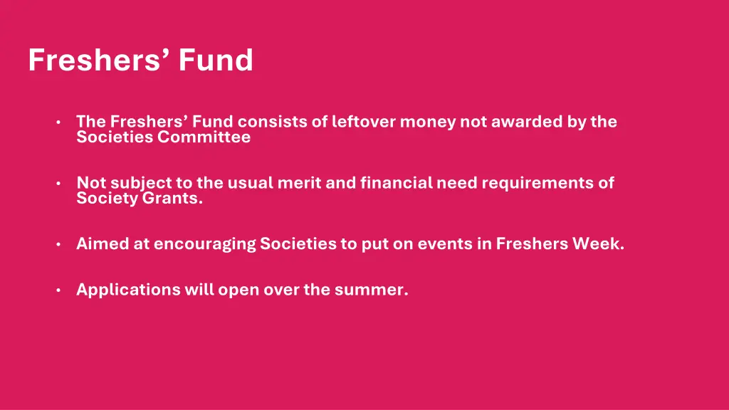 freshers fund