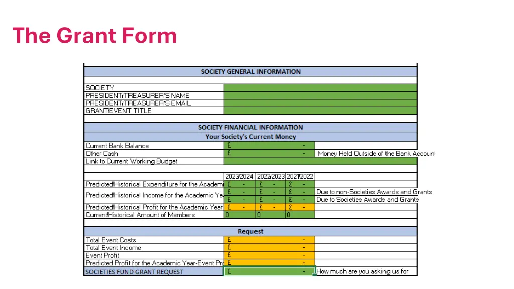 the grant form