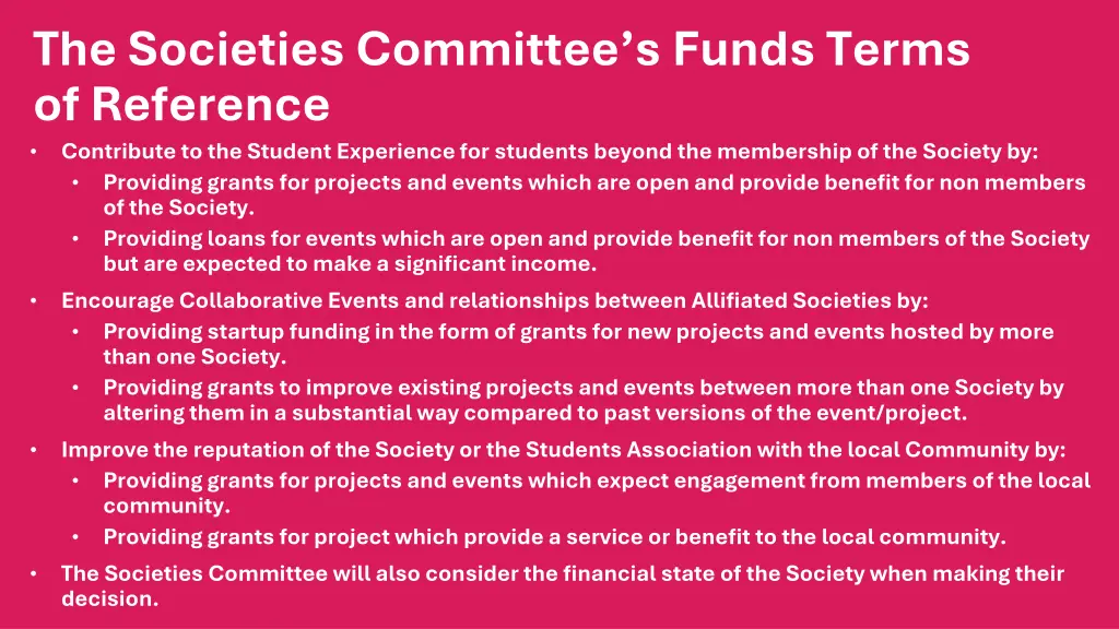 the societies committee s funds terms of reference 1