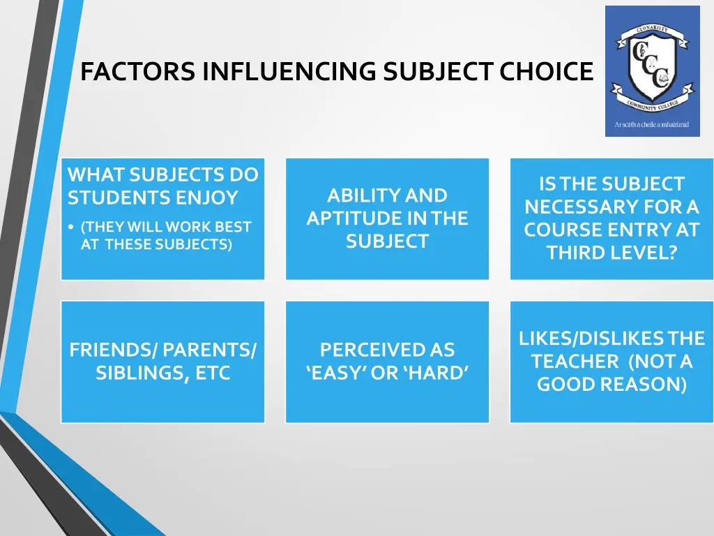 factors influencing subject choice