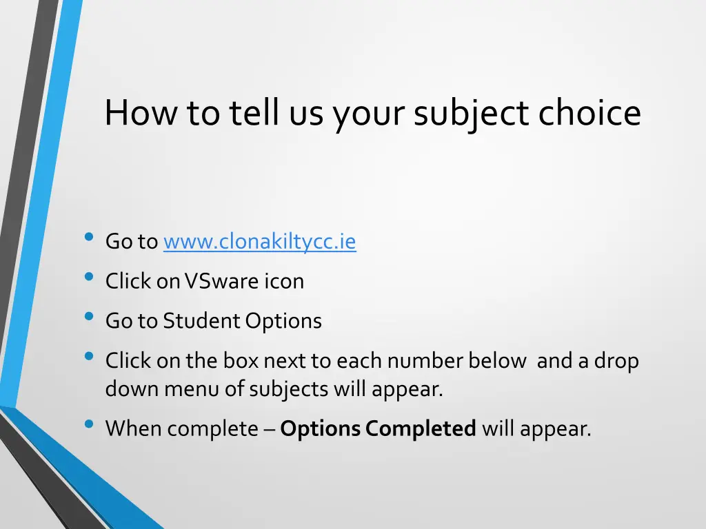 how to tell us your subject choice