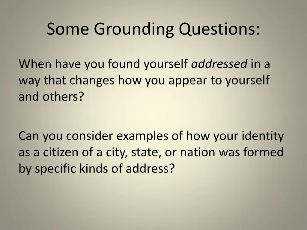 some grounding questions 2