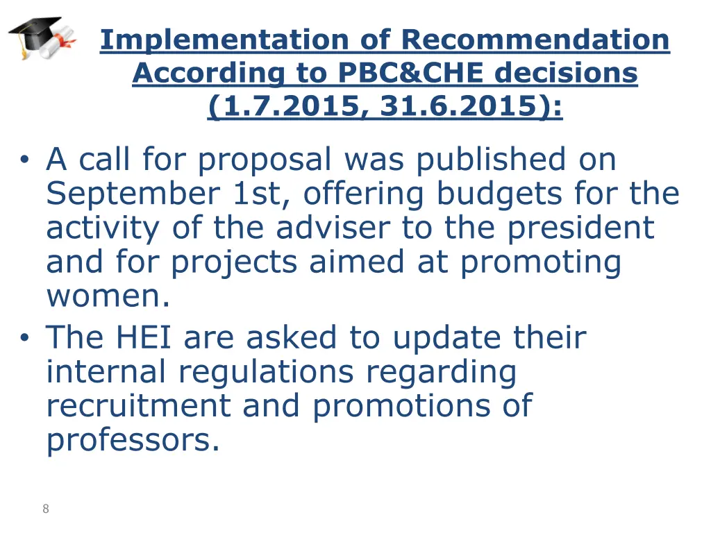 implementation of recommendation according 1