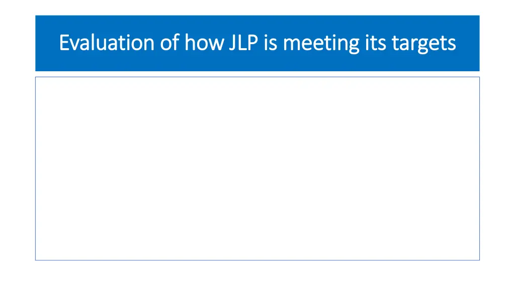 evaluation of how jlp is meeting its targets