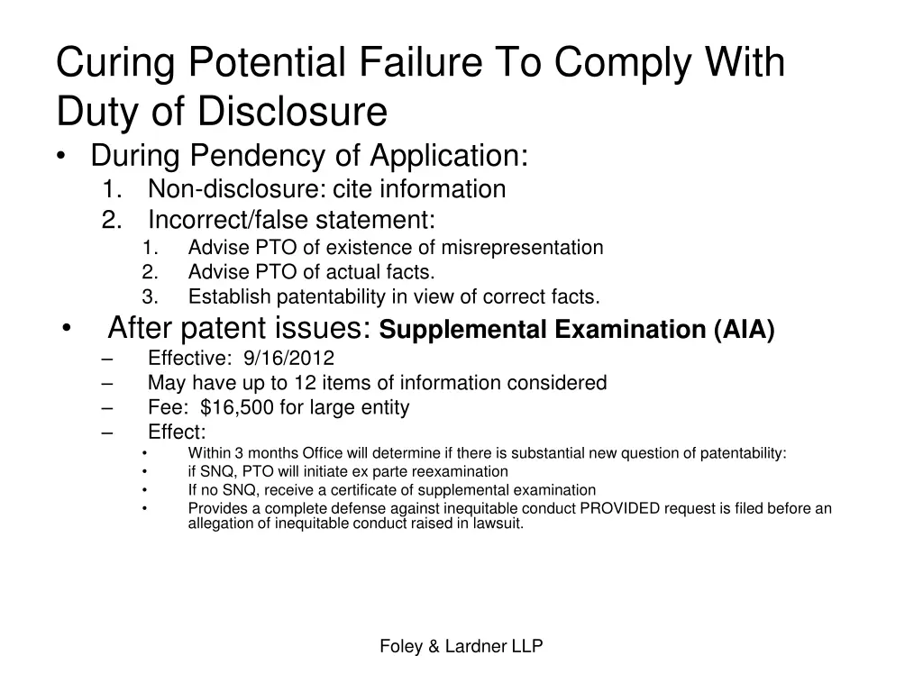 curing potential failure to comply with duty