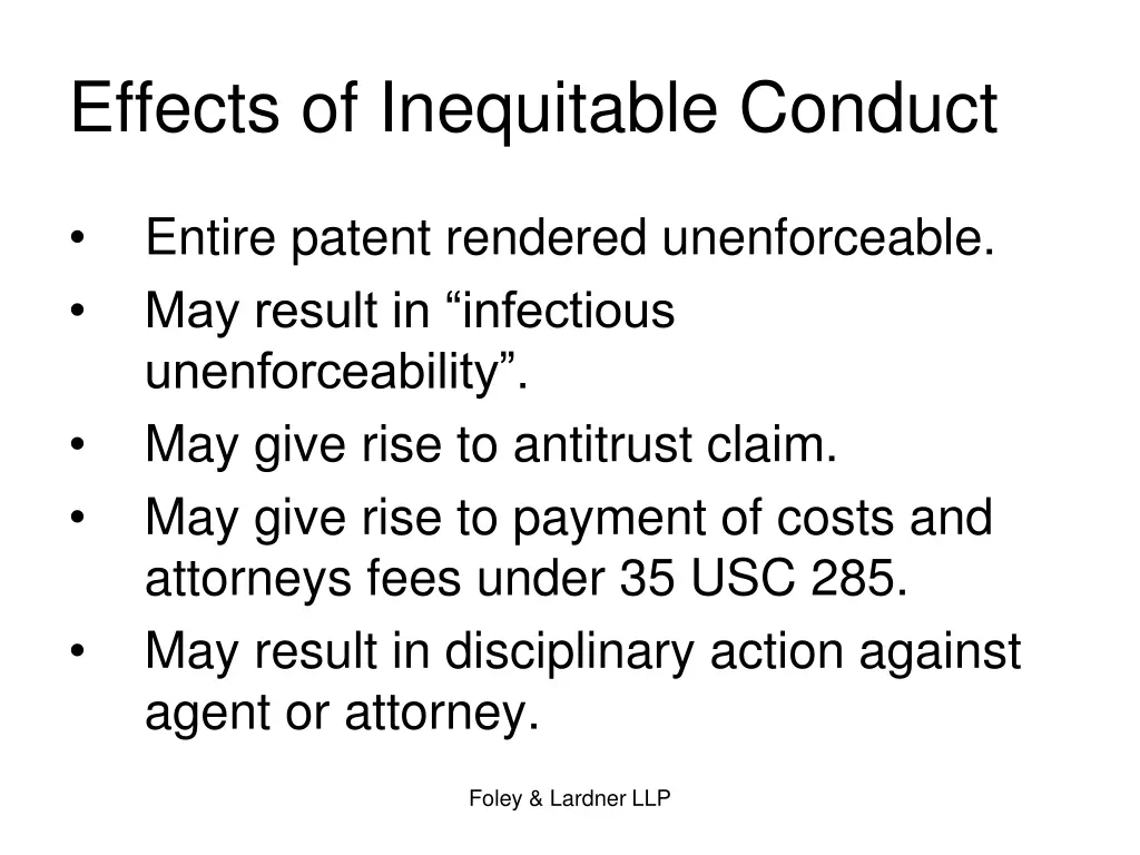 effects of inequitable conduct