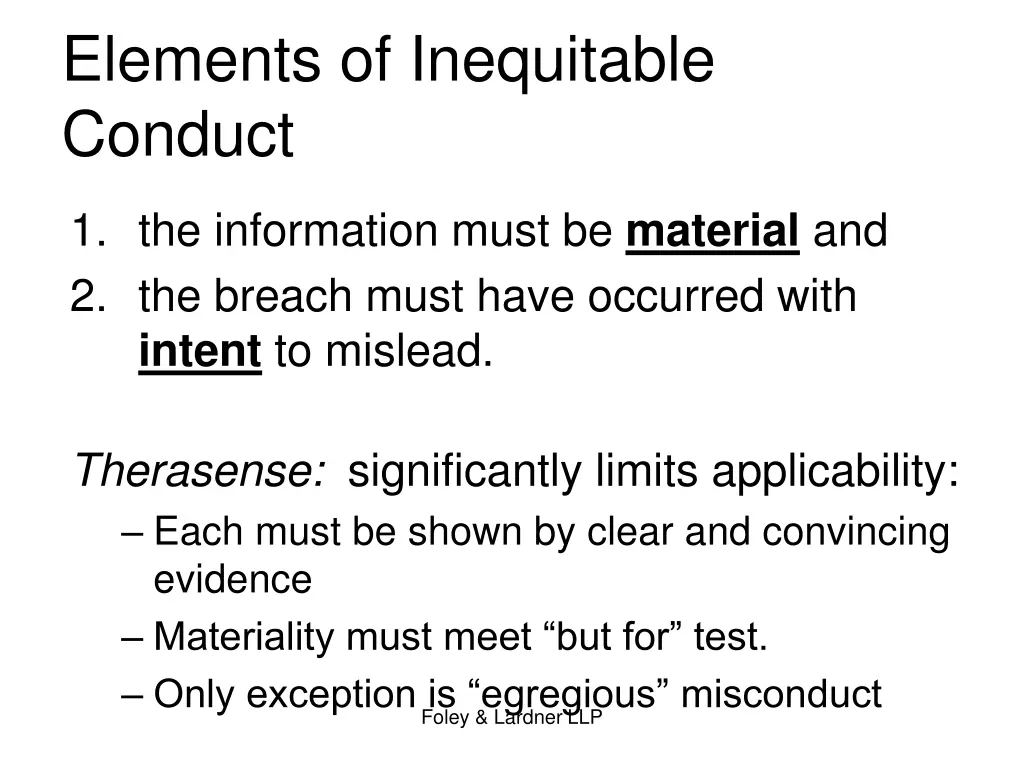 elements of inequitable conduct