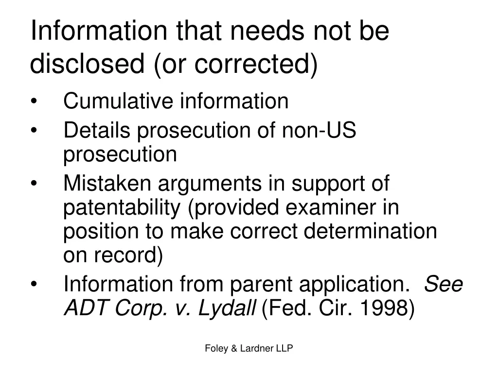information that needs not be disclosed