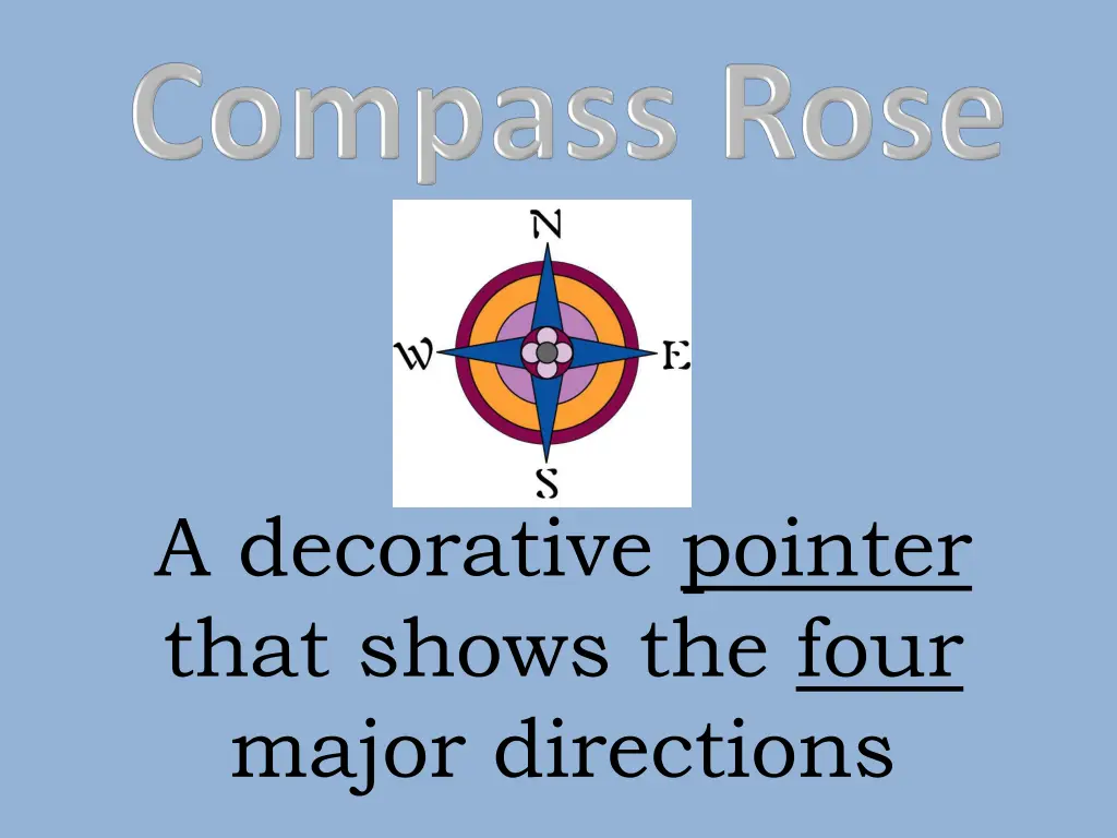 a decorative pointer that shows the four major