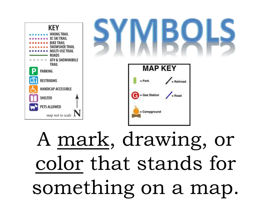 a mark drawing or color that stands for something