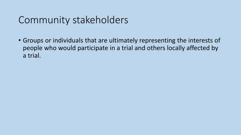 community stakeholders