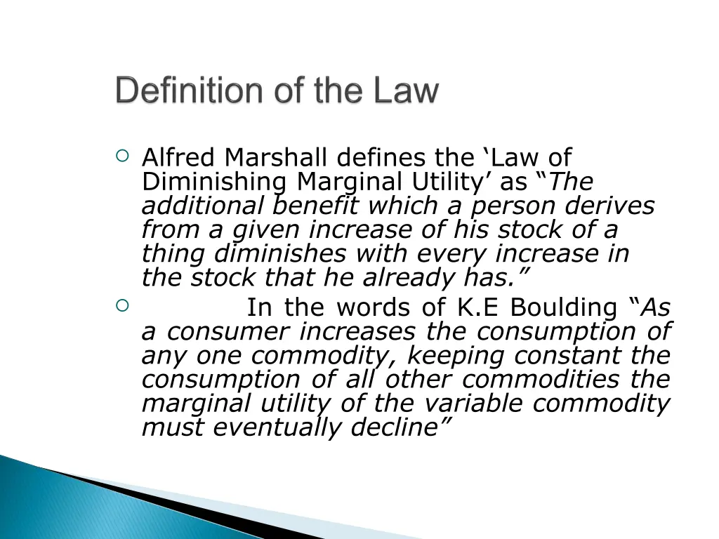 alfred marshall defines the law of diminishing
