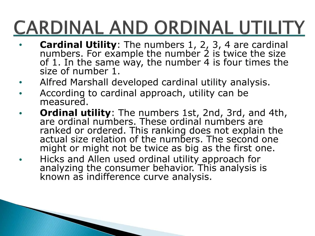 cardinal utility the numbers 1 2 3 4 are cardinal