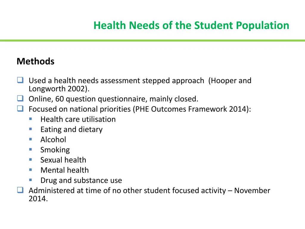 health needs of the student population 1