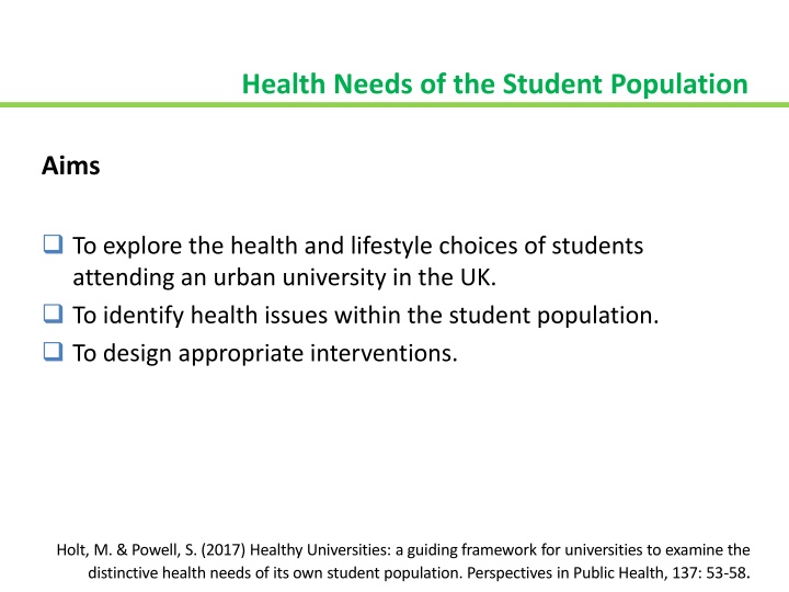 health needs of the student population