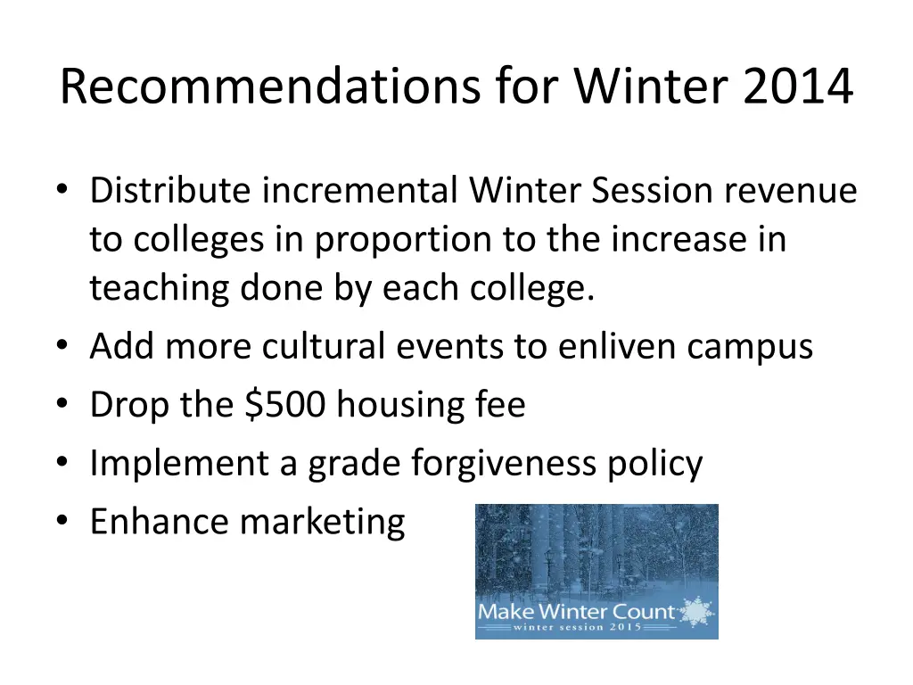 recommendations for winter 2014