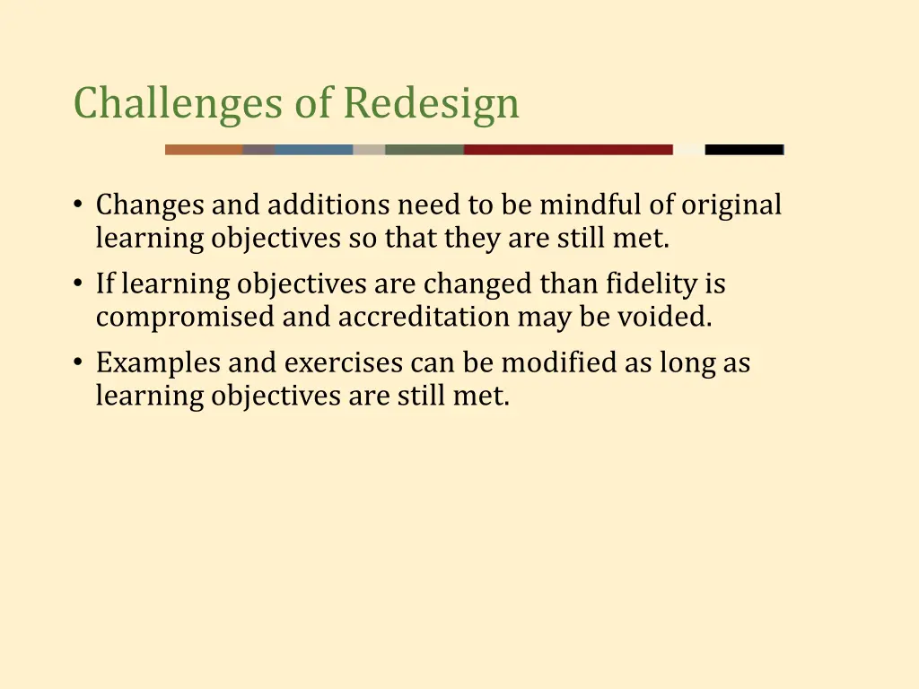 challenges of redesign