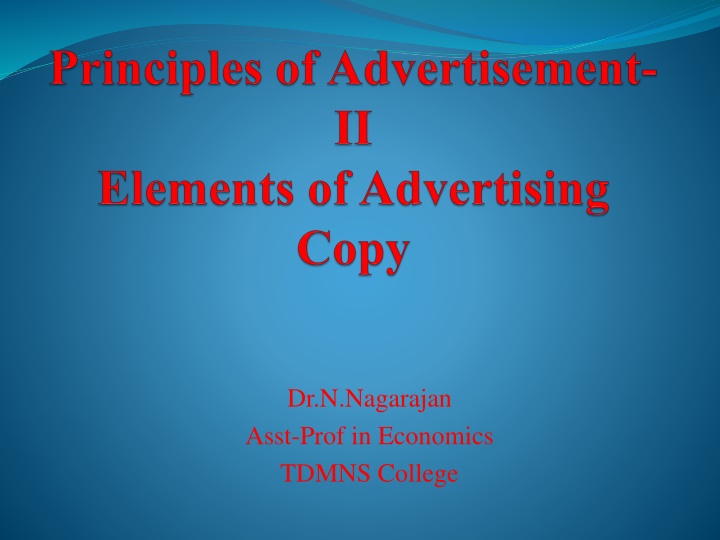 dr n nagarajan asst prof in economics tdmns