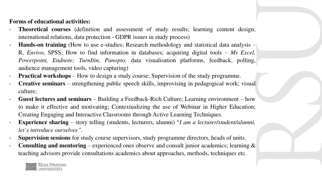 forms of educational activities theoretical
