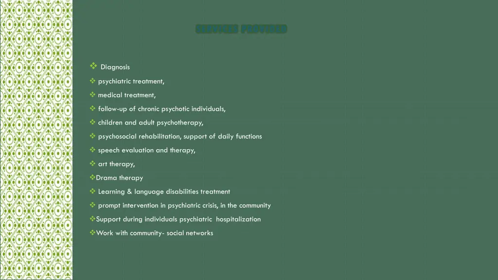 services provided