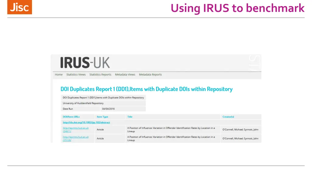using irus to benchmark 1